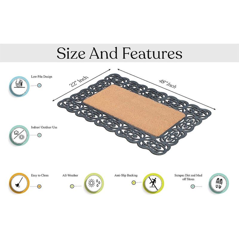 A1HC Rubber and Coir Heavy Duty Decorative Design Durable Doormat 22"X48"