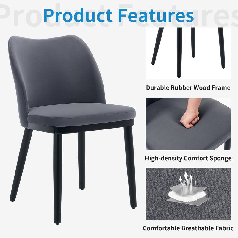 Set of 2 Velvet Upholstered Dining Chairs, Modern Side Chairs with Padded Seat & Back