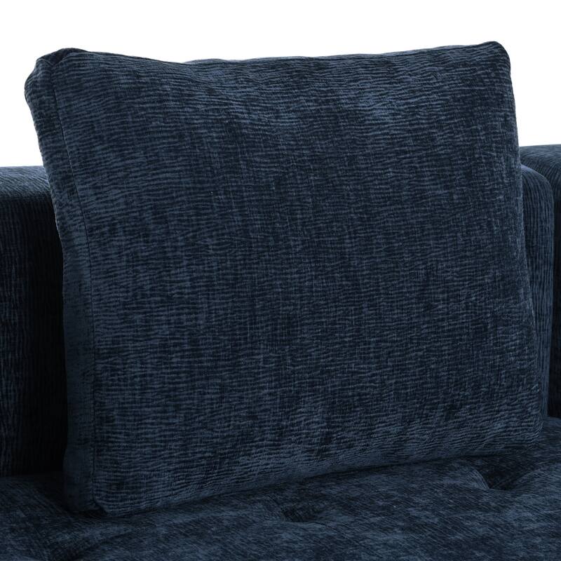 110" Polyester Modular Sectional Sofa (3-Piece) with 4 Pillows and Tufted Seat Design