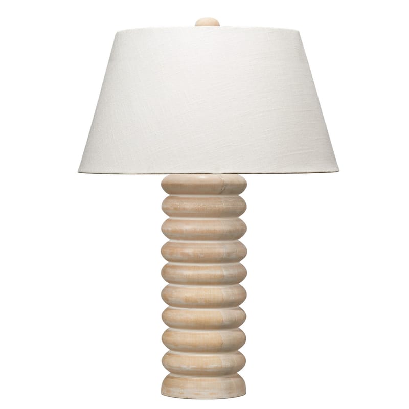 Jamie Young Abacus Mango Wood Table Lamp with Linen Shade - Brown