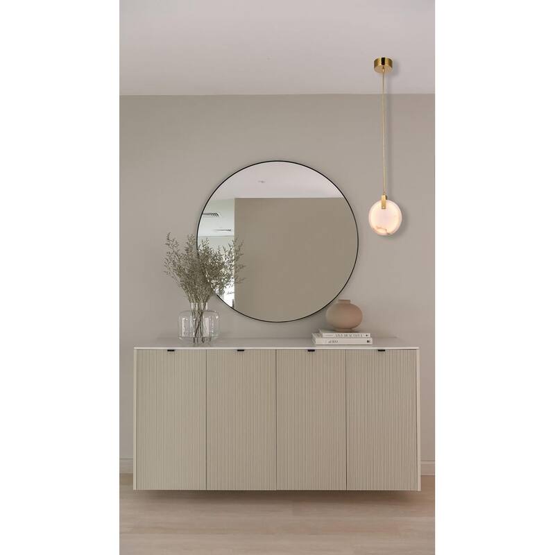 Gold LED Single Pendant Lighting with Marble Plaque