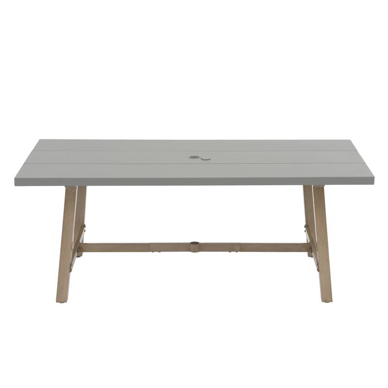 Aluminum Outdoor Dining Table with Umbrella Hole, Weather-Resistant Patio Table for Backyard, Garden, Poolside, and Balcony