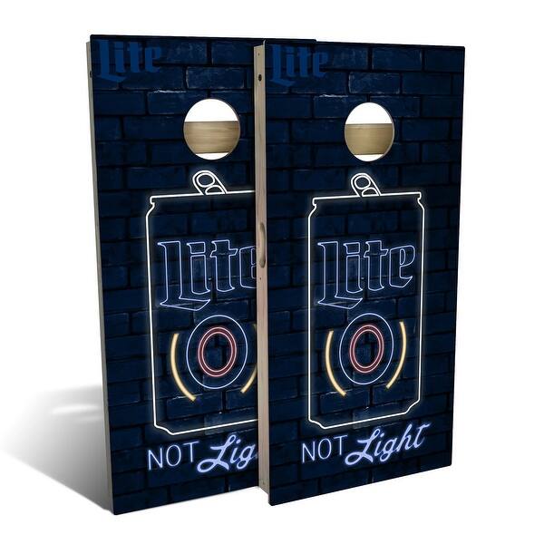 slide 2 of 9, Miller Lite Neon Outdoor Cornhole Board Set