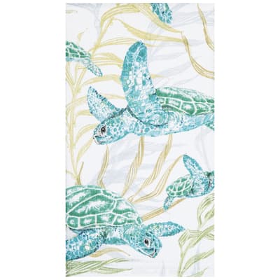 27" x 18" Turtle Cove Kitchen and Bathroom Graphic Print Hand Towel - Blue