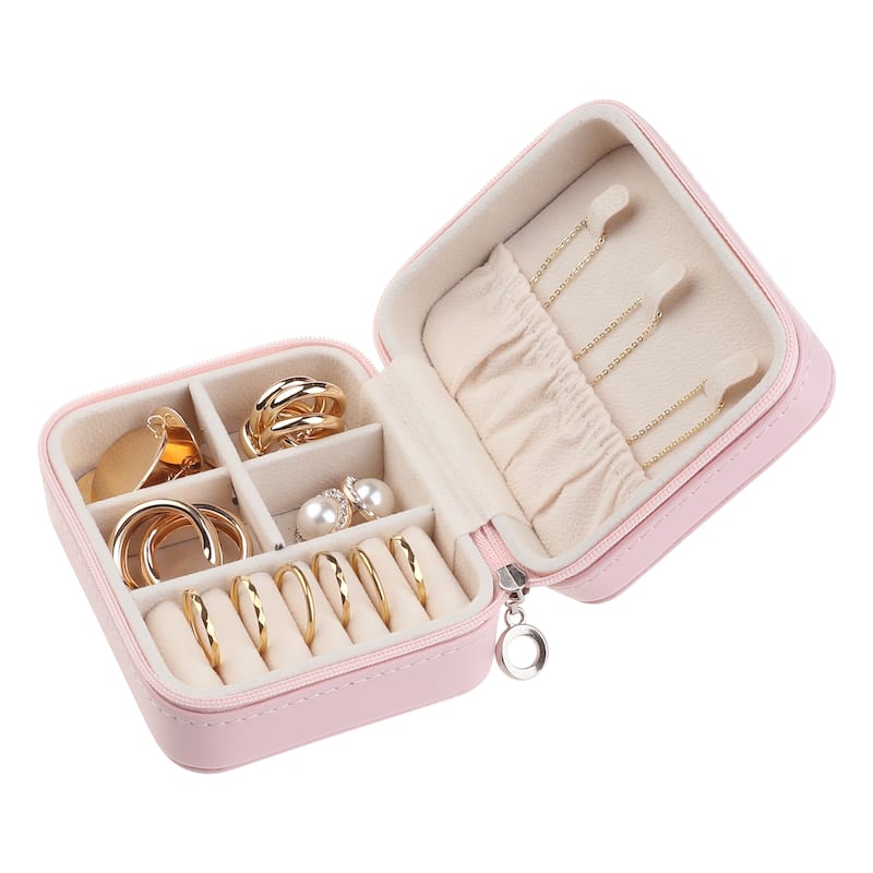 Travel Jewelry Box for Women's Birthday Gifts, Small Portable PU Leather Jewelry Organizer Case Storage Display Holder
