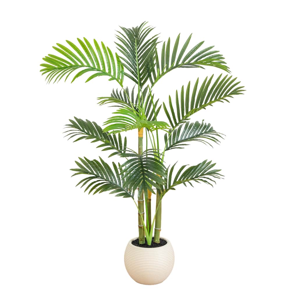 3.5-ft Artificial Areca Palm Tree in White Round Planter