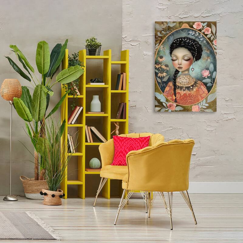 Stupell Floral Edged Portrait of Woman Canvas Wall Art Design By The Dutch Lady