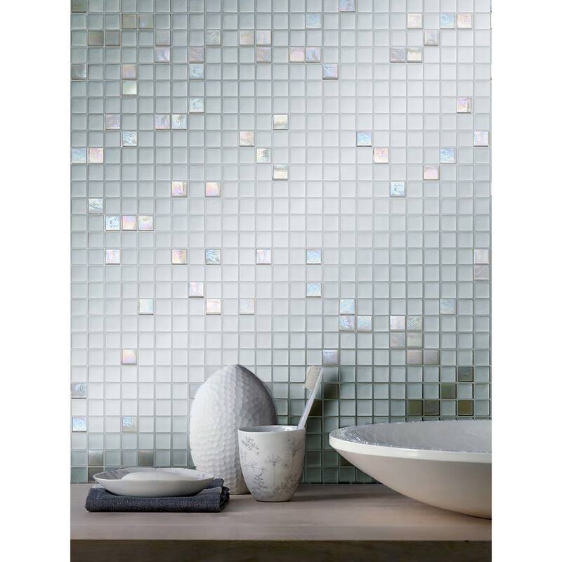 Apollo tile 12" x 12" Mingles Glossy Pearl White Glass Tile (18.69 sq ft/case) - 20 Pack