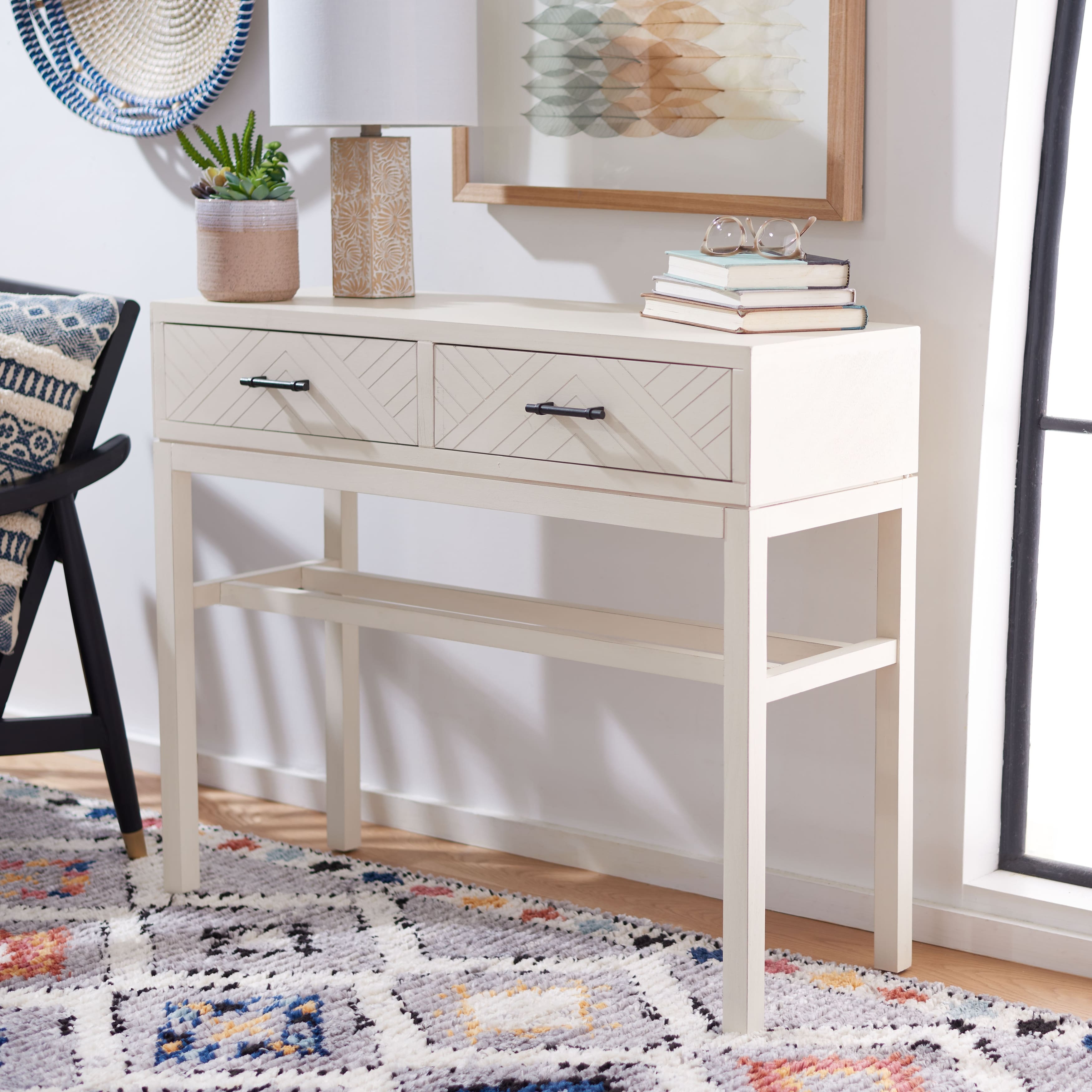 SAFAVIEH Lorraine 2-Drawer Console - 35.5" W x 13" L x 29.5" H - 36Wx13Dx30H
