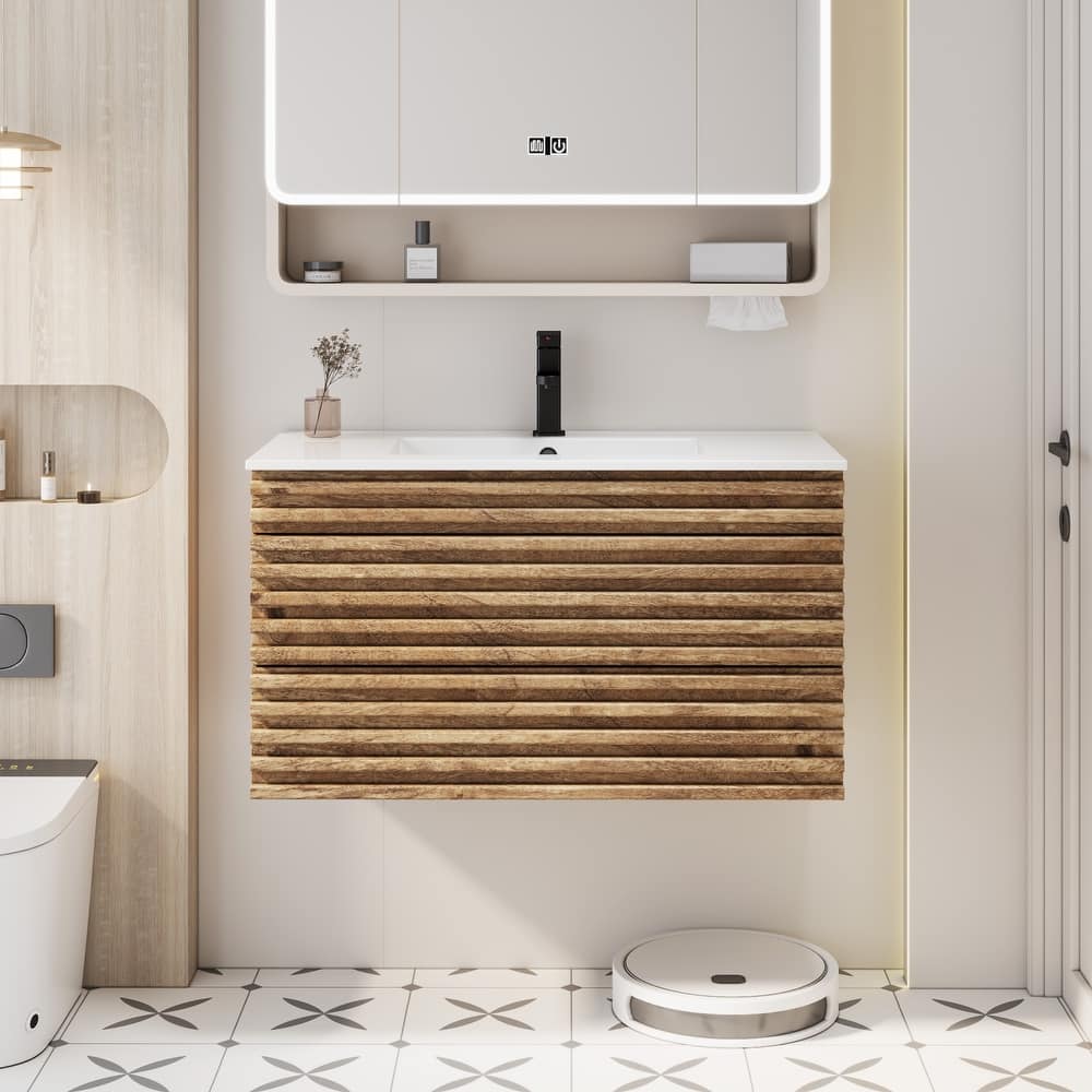 Bathroom Vanity with Drop-In Sink Wall-Mounted Storage Cabinet