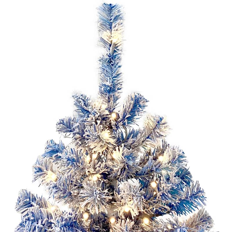 6FT Pre-Lit Snow-Flocked Christmas Tree with 750 Branch Tips