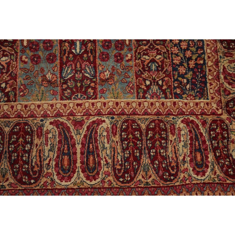 Hand Knotted Oriental 100% Wool Carpet Traditional Floral Navy Blue & Blues Kerman Area Rug - 6' 0'' X 4' 8''