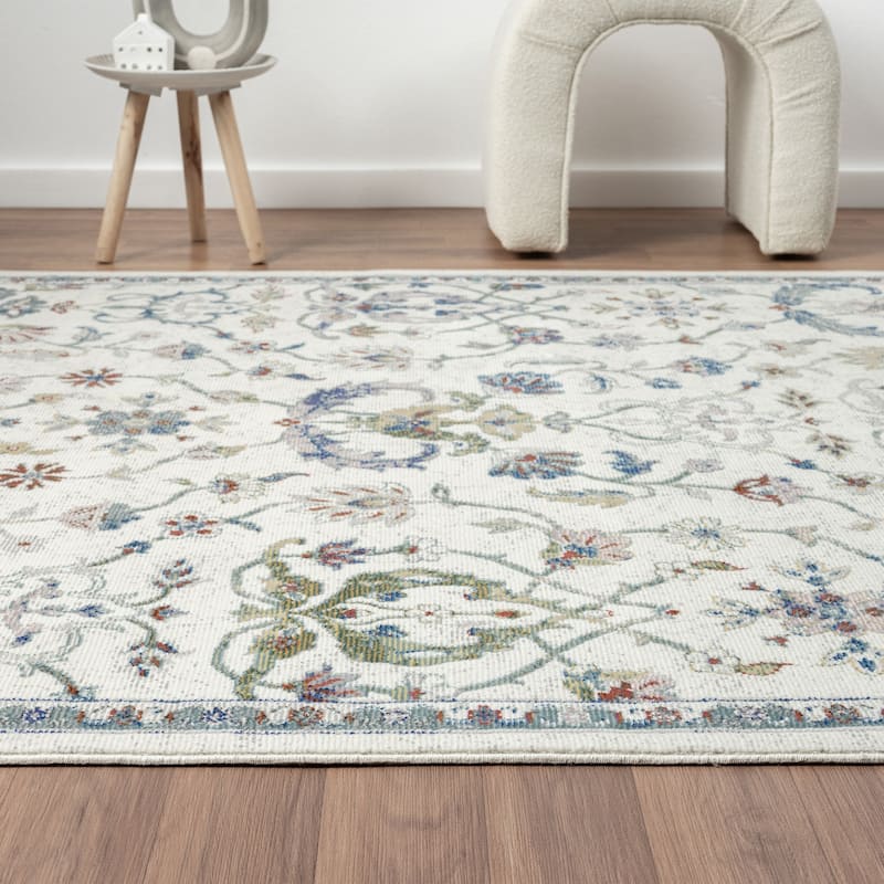 Gaia Traditional Floral Damask Performance Indoor Area Rug by Sevita