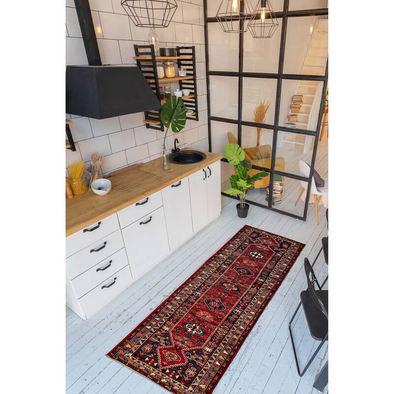 ECARPETGALLERY Hand-knotted Anadol Red Wool Rug - 3'5 x 10'0