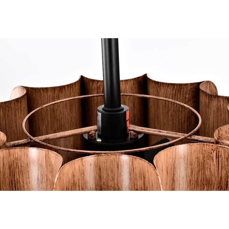 Moritz 21 Inch Imitation Wood Grain Farm House Style Fandelier - N/A