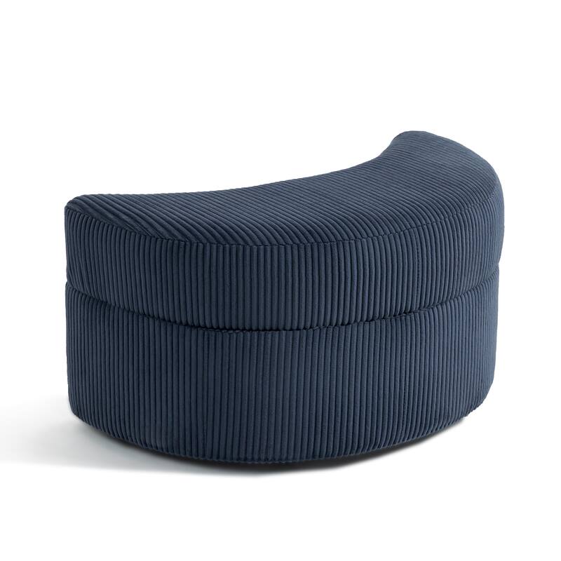 41" W Oversized Accent Barrel Swivel Chair with Moon Storage Ottoman