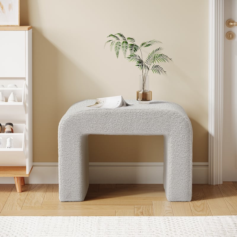 Modern Vanity Stool Upholstered Ottoman Arched Footstool for Home