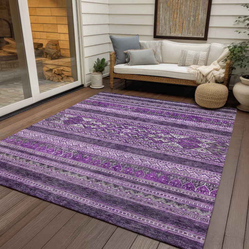 Machine Washable Indoor/ Outdoor Chantille Boho Tribal Rug
