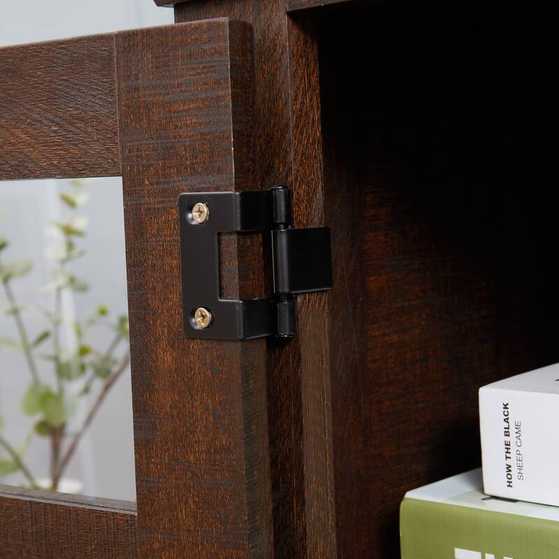 GDFStudio Merrow Wood TV Stand with Farmhouse Storage and Cable-Ready Design