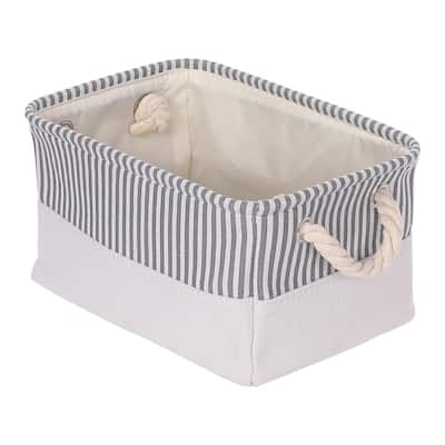 Fabric Collapsible Storage Basket Bin with Handle, Storage Cube for Shelves Closet Clothes Books - Grey