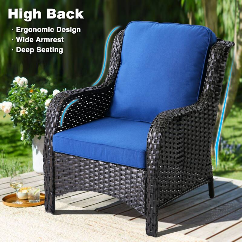 OVIOS 6-piece Patio Conversation Wicker Set with Glass Top Table