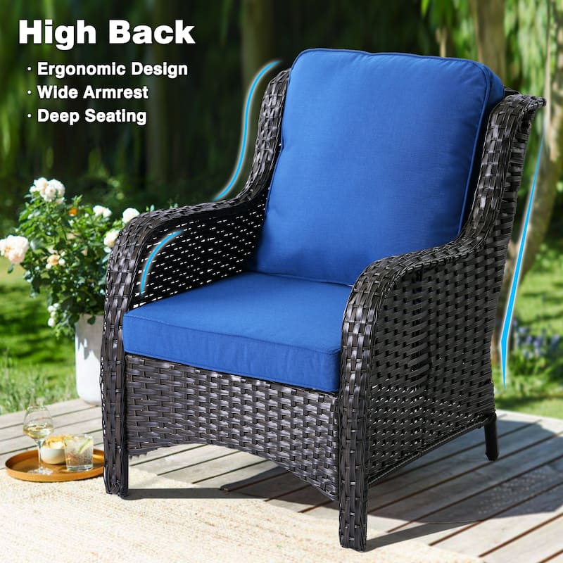 OVIOS 6-piece Patio Wicker Furniture Set With 42" Fire Pit Table