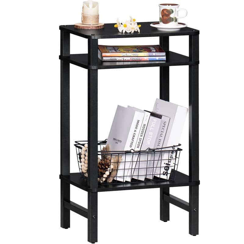 28in Tall Side Table 3-Tier Small Narrow End Table for Couch