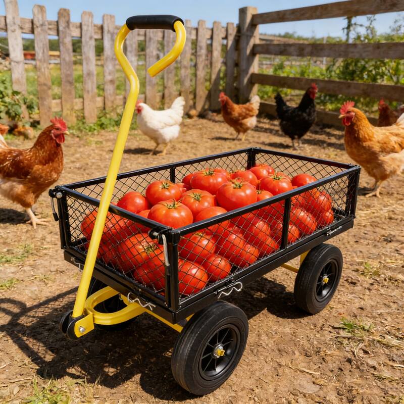 Anmytek Heavy Duty Steel Mesh Utility Wagon with Removable Sides 880 lbs Capacity Garden Cart