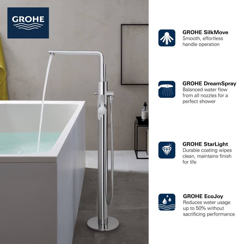 Grohe Lineare Floor Mounted Tub Filler with Built-In Diverter -