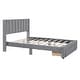 preview thumbnail 41 of 50, Gray Full Velvet Upholstered Bed with Large Storage Drawer - Luxurious Design