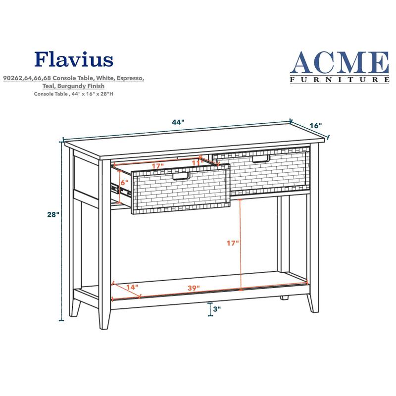 44" Console Table in Teal