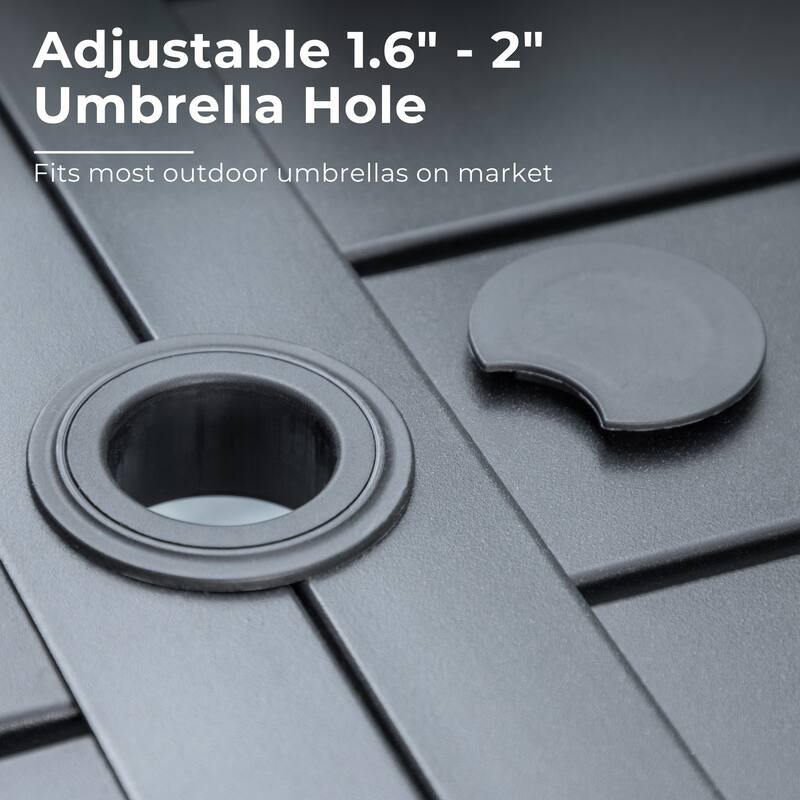 8-Piece Patio Dining Set Metal E-coating of 6 Upgraded Back Pattern Chairs & 1 Metal Table & 13FT Large Umbrella