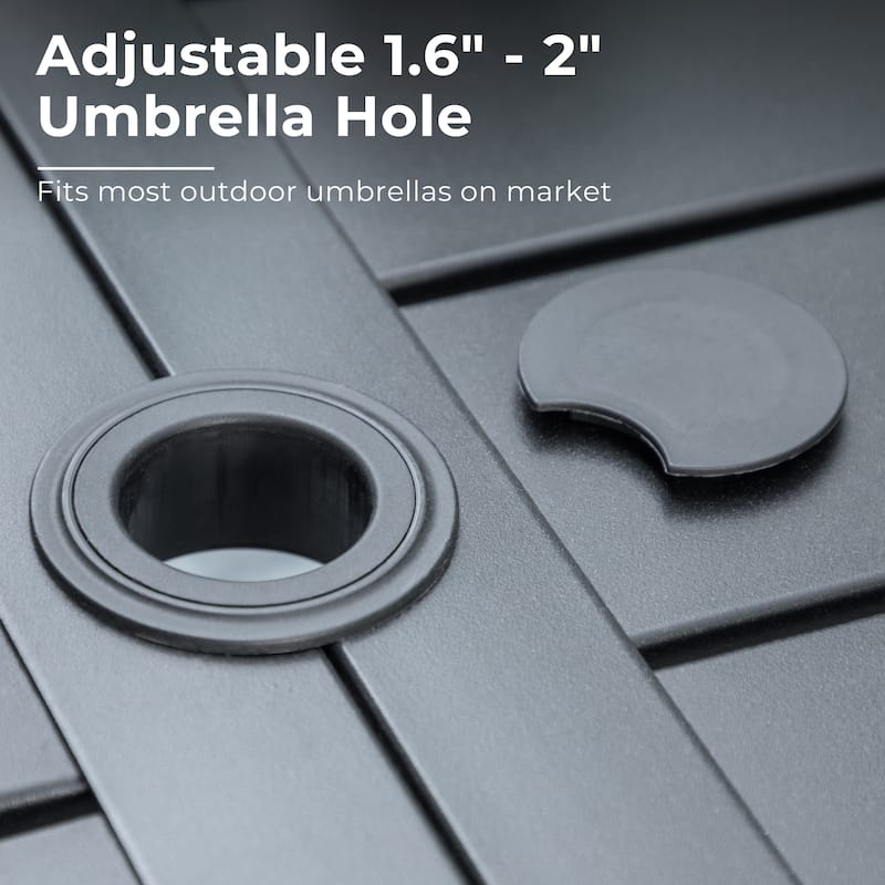 MAISON ARTS 8-Piece Outdoor Dining Set with 13ft Umbrella, Metal Rectangle Table & 6 Stackable Chairs