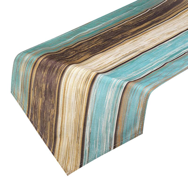 Table Runner 72" x 13", Retro Table Runner, Green & Blue - Green & Blue