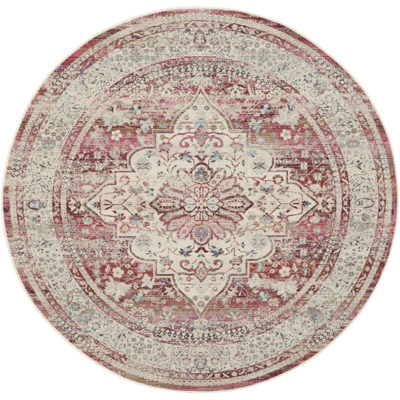 HomeRootsFloral Transitional Round Area Rug - 72' X '72' X '0.5