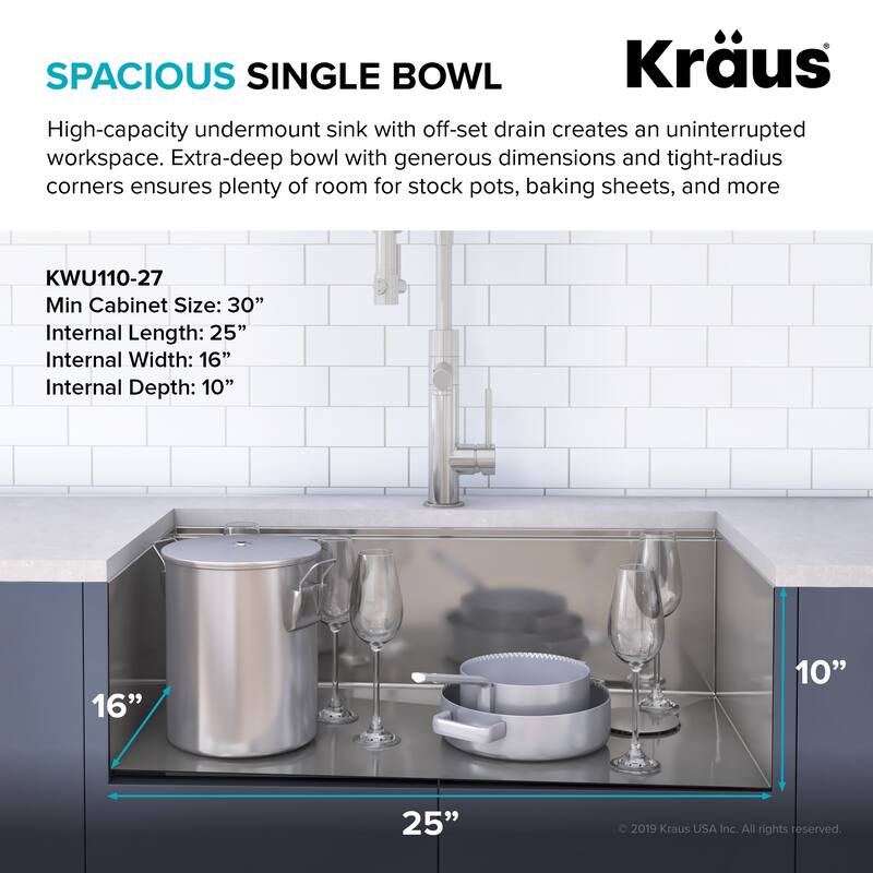 KRAUS Kore Workstation Undermount Stainless Steel Kitchen Sink