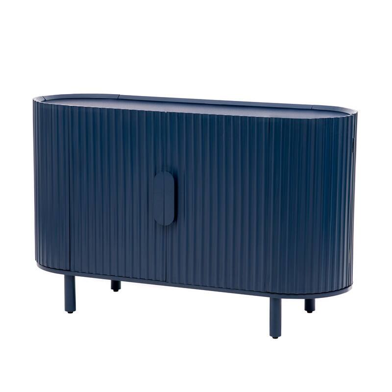 Light Luxury Sideboard with Adjustable Shelves, Curved Design Storage Buffet Cabinet for Living Room/Kitchen/Entryway/Hallway