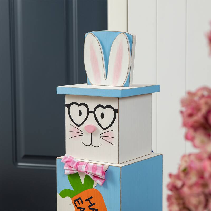 Glitzhome 24"H Double Sided Wooden Porch Decor Easter and July 4th