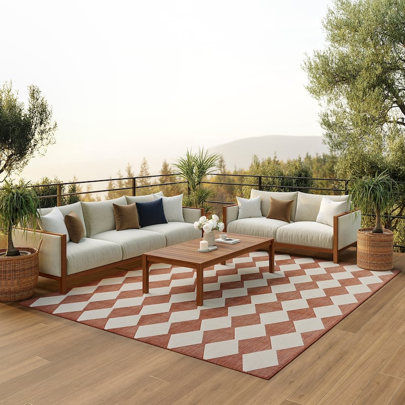 Nourison Positano Indoor/Outdoor Geometric Area Rug - 8'x10' - Terracotta