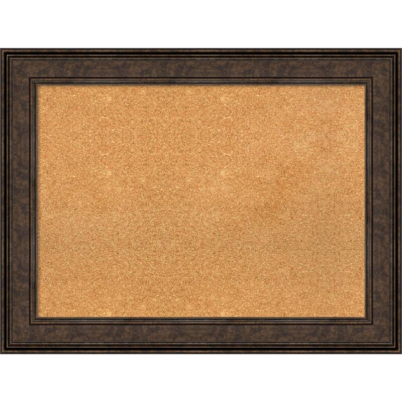 Ridge Framed Cork Bulletin Memo Board - 34-Inch x 26-Inch - Ridge Bronze