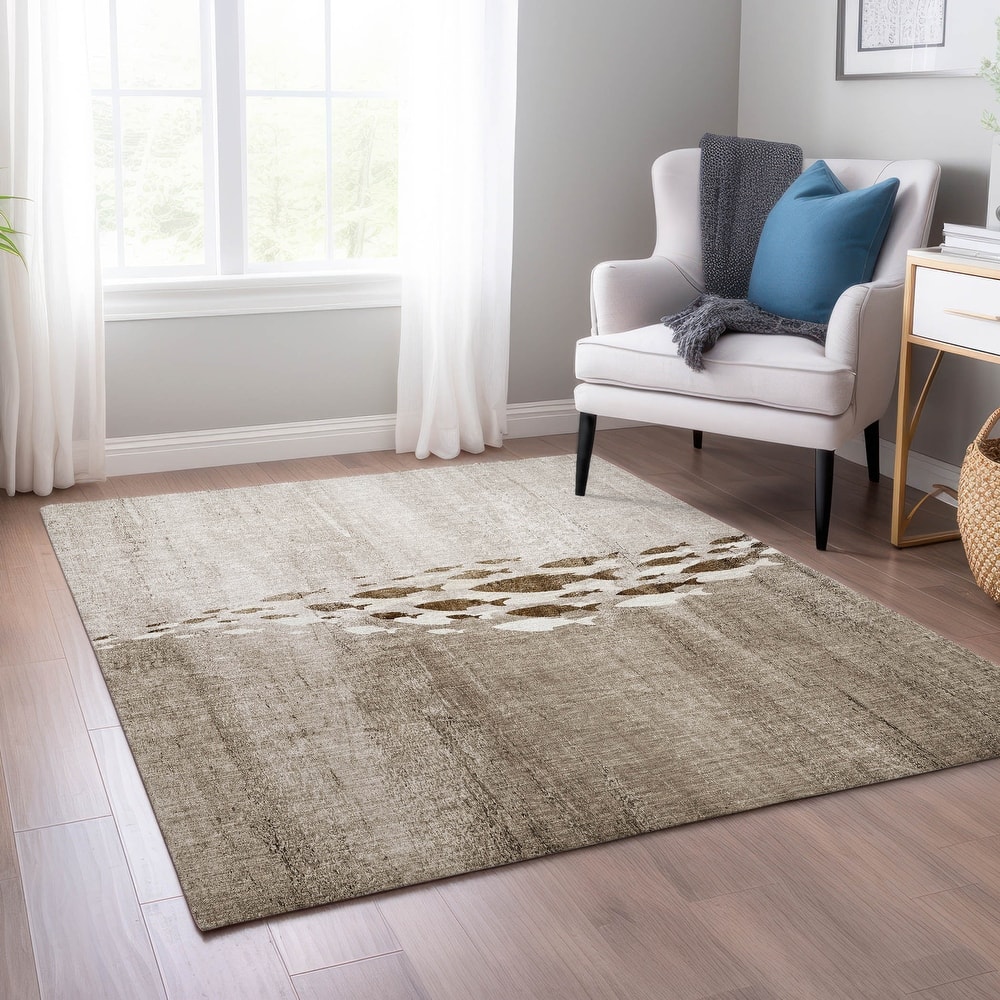 Machine Washable Indoor/ Outdoor Chantille Modern Sea Life Rug