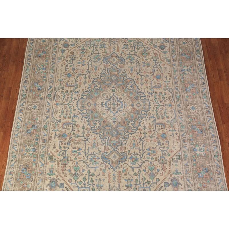 Geometric Tabriz Persian Area Rug Handmade Traditional Wool Carpet - 7'10"x 11'1"