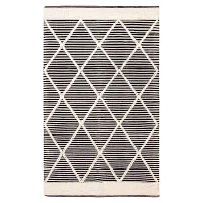 ECARPETGALLERY Braid weave Sienna Black Wool Rug - 4'9 x 7'10