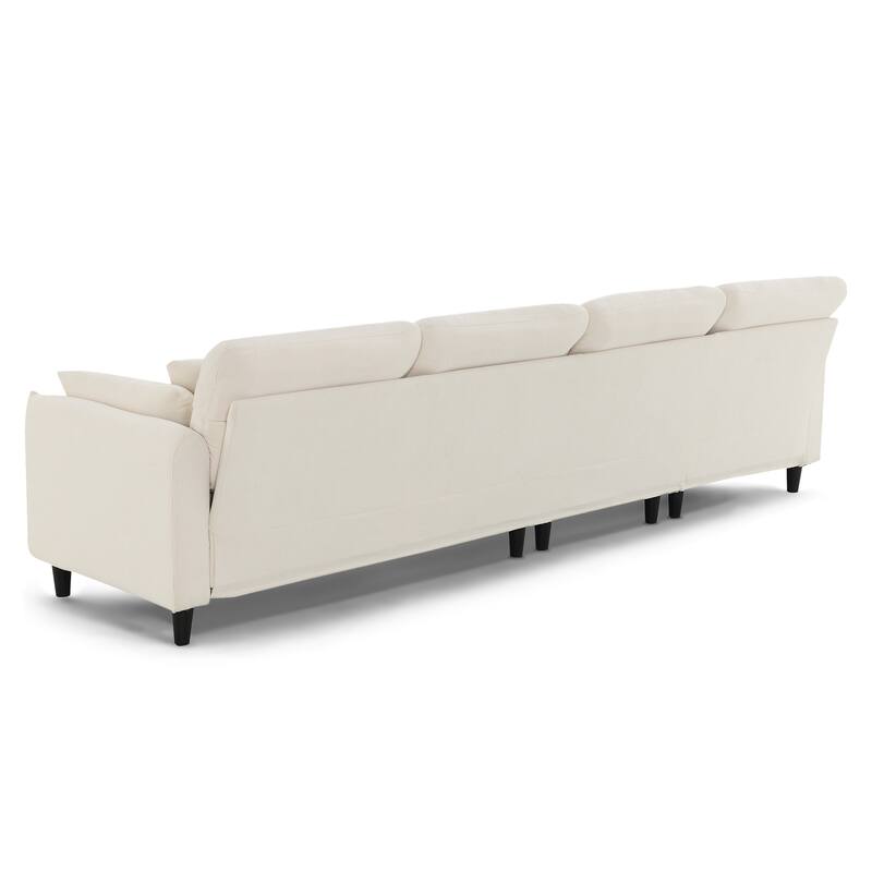 Convertible Sectional Sofa,L-Shaped Reversible Couch Set With Free Pillows,5 Seat Cloud Chenille Indoor Furniture With Ottoman