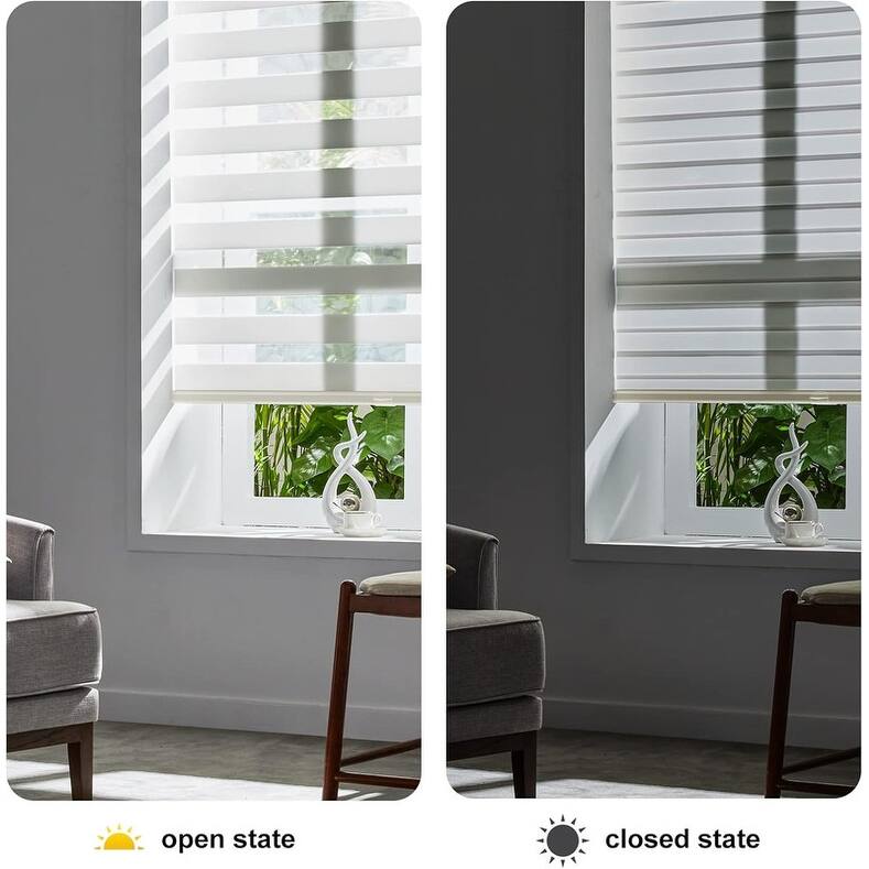 Cordless Zebra Blinds for Windows Free-Stop Roller Windows Shades - 35" W X 64" H