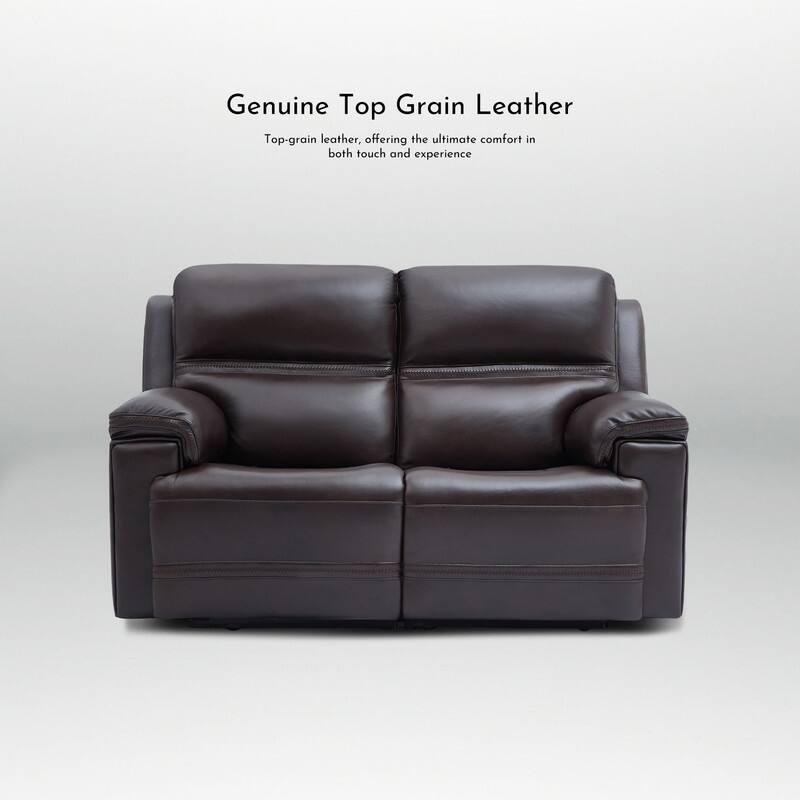 Genuine Leather Dual Power Reclining Loveseat with Zero Gravity, Adjustable Headrest, USB/Type-C & Cross-stitching Detail
