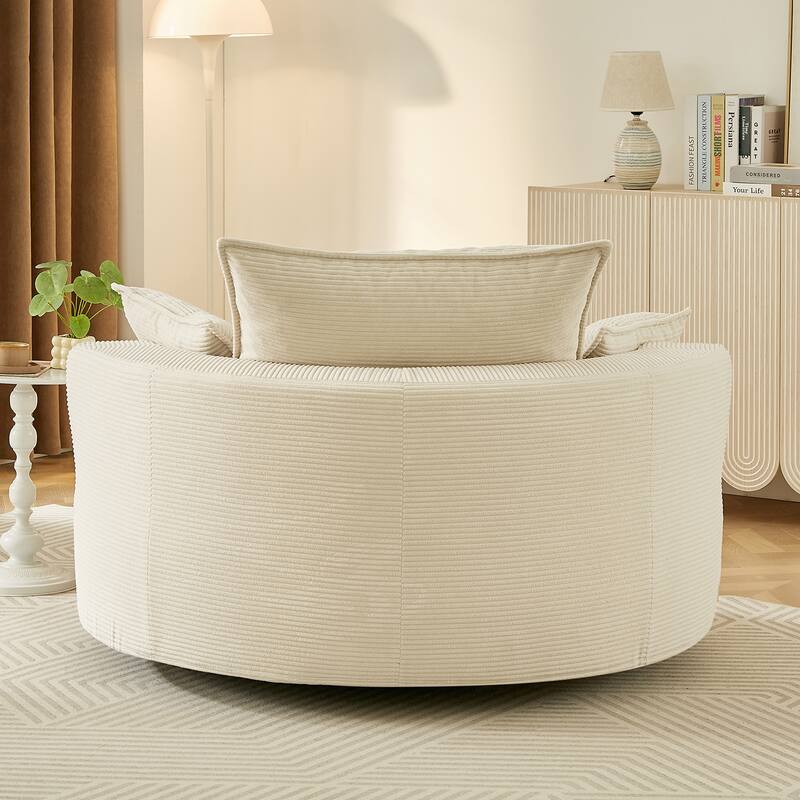 360° Swivel Accent Chair Round Barrel Chair, Living Room Oversized Single Sofa Chair Chaise Lounge Reading Sofa Armchair