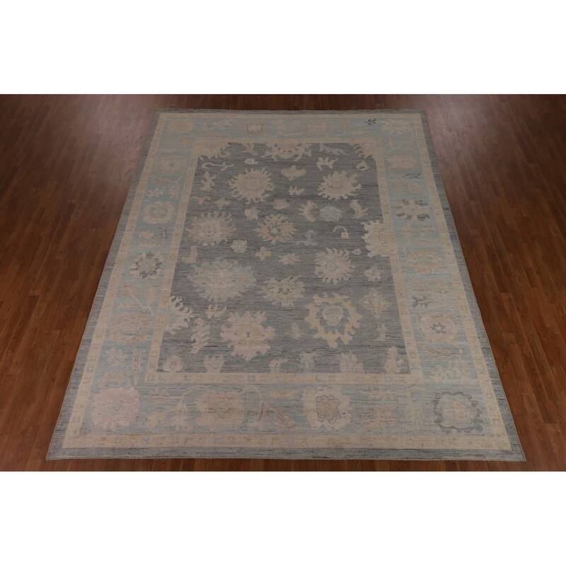 Vegetable Dye Floral Oriental Oushak Turkish Rug Handmade Wool Carpet - 9'5"x 11'9"