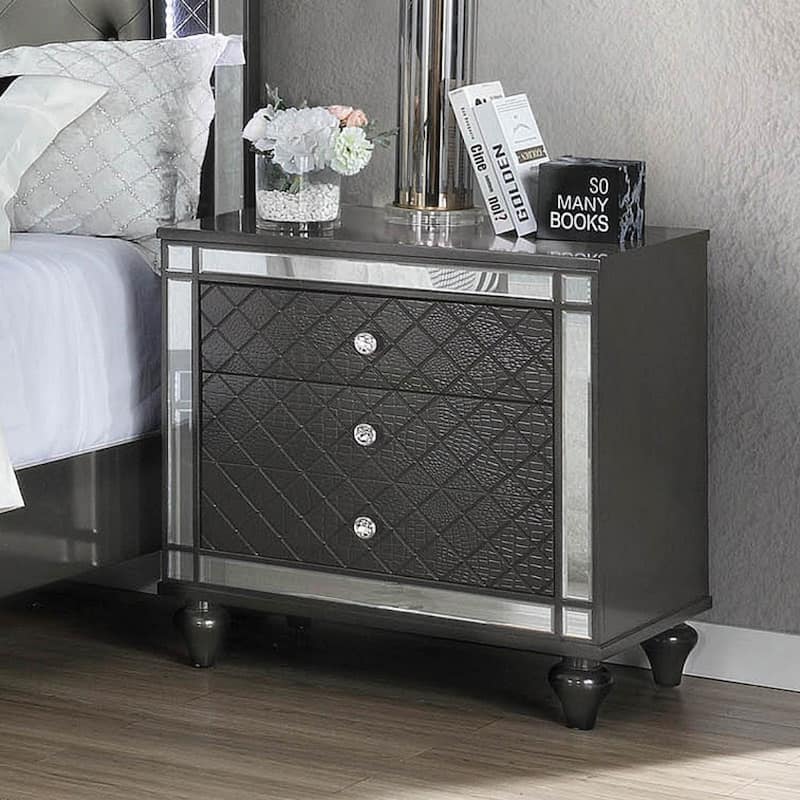 1Pc Glam 3-Drawer Nightstand End Table