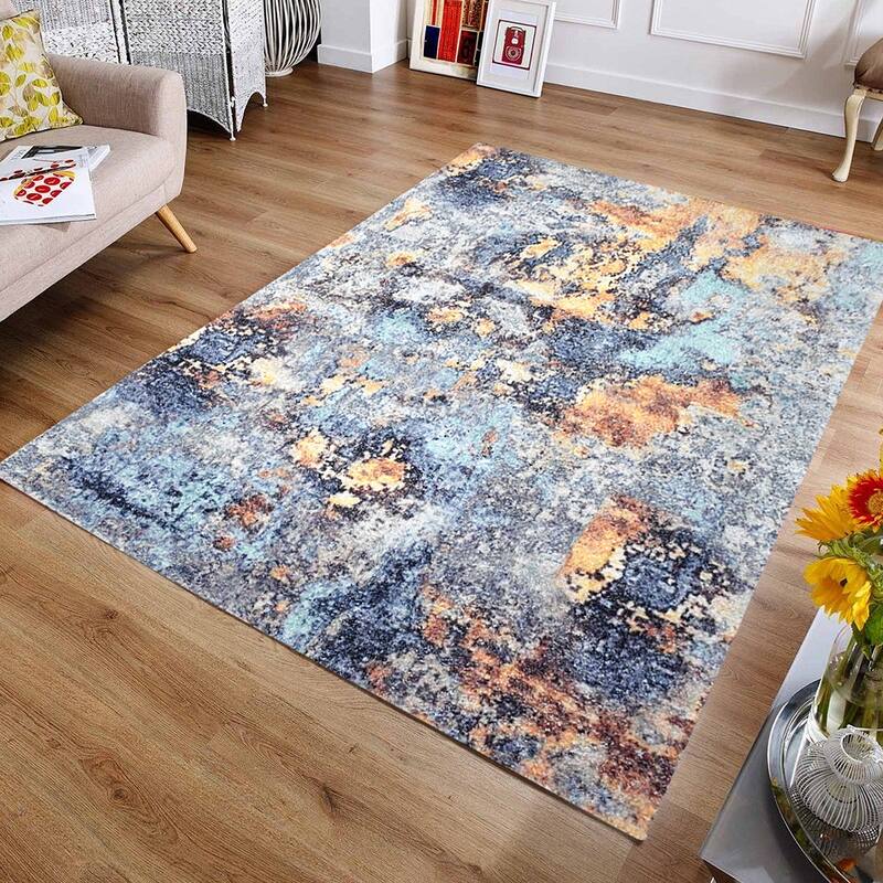 Hand Woven Victoria Micro Printed Polyester Traditional Oriental Area Rug